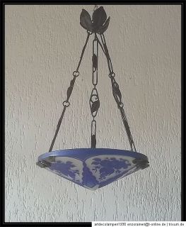 Pate de verre Deckenlampe. Jugendstil Frankreich um 1920