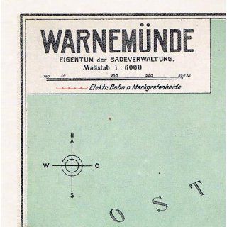 Stadtplan Warnemünde 1925 116.000 (farbig) und Umgebungskarte