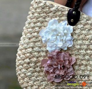 Women Sweet Straw Beach Flower Shoulder Bag New #418