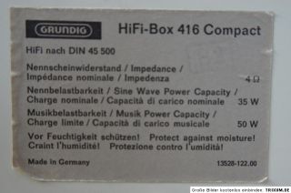 Grundig HiFi  Box 416 Compact Lautsprecher Boxen
