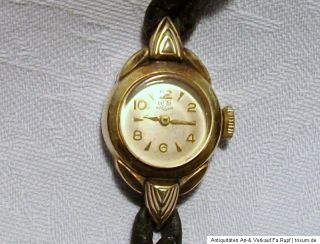 Alte GUB Glashütte Damen Armbanduhr Uhr Golddouble um1960 original