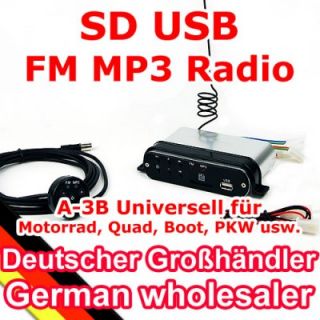 500 FM  Radio SD USB Player Motorrad ATV Bike + AU Lautsprechern