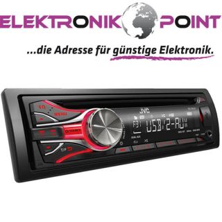 JVC Autoradio KD R431 1 DIN CD/MP3  Receiver mit USB und 2x AUX Rot