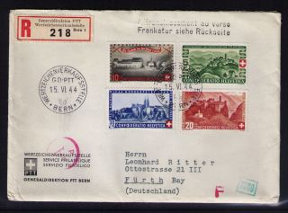 Schweiz, Mi Nr. 431 434 FDC, Pro Patria 1944, auf R Brief nach