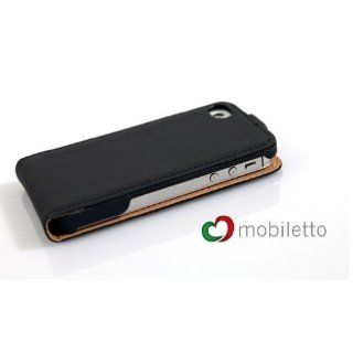 Mobiletto Flipcase iPhone 5 Ledertasche   Schwarz / Black (iPhone 5