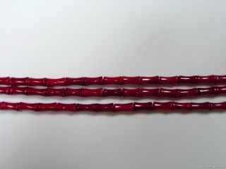 Feine Rote Bambus Korallen Kette/Strang Mini Walzen Länge 8 mm