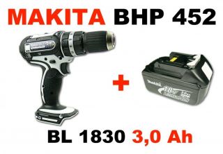 Makita BHP 452 18V Li ion Akku Schlagbohrschrauber weiss + 1x Makita