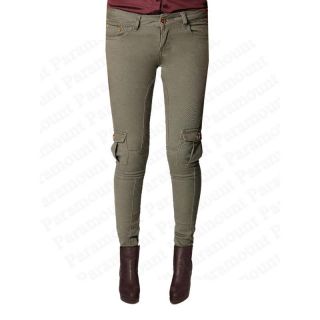 Damen Jeans Cargo Combat Army Biker Hose 6 Taschen Nietenbesetzt Eng