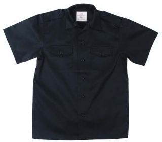 US Hemd, kurzarm, schwarz mit Schulterklappen und 2 Bru