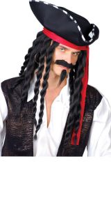 Pirat Freibeuter Jack Sparrow Perücke Hut Bart Karneval Kostüm