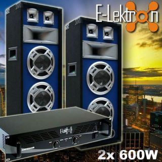 1200W DJ PA PARTY ANLAGE AMP2 480 Endstufe + SPL220 Boxen SET Disco