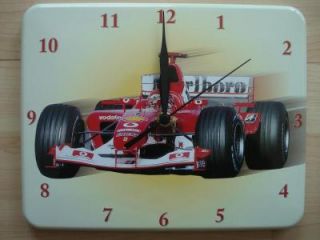 Wanduhr 20x25cm Ferrari Rennwagen Formel 1 Marlboro Vodafone Shell