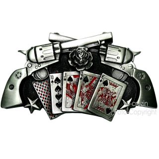  Kustom Pistolen Poker Spieler Western Guertelschnalle Buckle 475