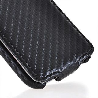 Carbon Leder Tasche Flip Case Handy Cover + Folie Schale für Apple