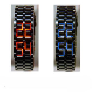 LED Lava Watch Uhr Iron Samurai Armbanduhr Herrenuhr&Dame nuhr Rot und