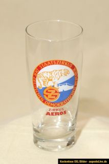 Bier Glas ZIRKUS AEROS Staatszirkus der DDR, aus DDR Zeit, Ostalgie
