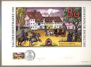 der Briefmarke 1984   Original Briefmarkengrafik 499/1000 handsigniert
