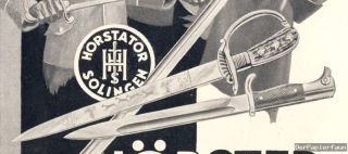 Waffen Hörster Solingen Reklame 1938 Messer Degen Soldaten WK WW 2 3