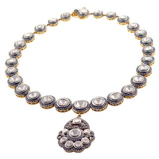 38ct Solitaire Diamant Viktorianischer Stil Halskette 585Gold und