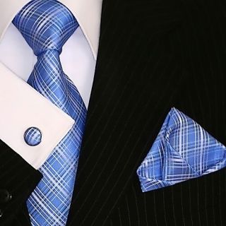  de LUXE KRAWATTE TUCH KNOPFE Corbata Cravatta Tie Dassen 510 blau