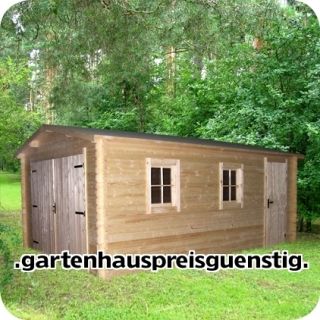 Blockhaus Garage Holzgarage Autogarage Holz mit Türen 510x330,28mm