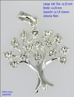 Anhänger Silber Zirkonia keltisch Lebensbaum Yggdrasil Weltenbaum
