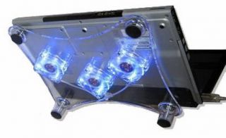 Notebook Laptop Kühler 3 Lüfter blau ~ Glas Design #513