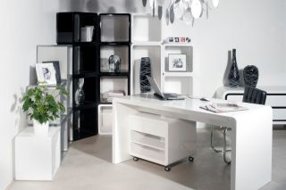 White Club Schreibtisch weiß 125 x 60 hochglanz by Kare