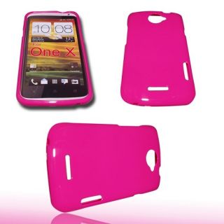 HTC One X Glossy neon pink TPU Silikon Hülle