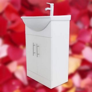 555mm White Bathroom Vanity Unit Basin Sink Cabinet Storage Suite