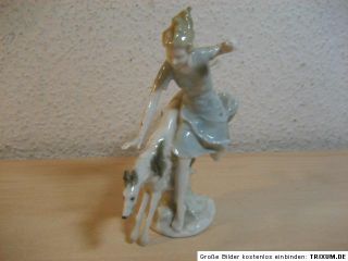 556) Hutschenreuther Porzellan Figur Mädchen mit Hund