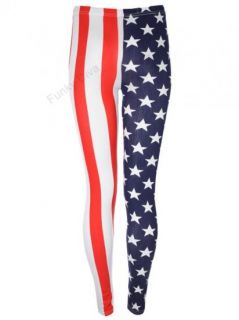 Leggings Damen USA Amerikanische Flagge Streifen Sterne Long Größen