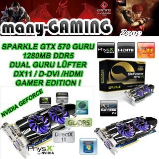 Grafikkarte Sparkle NVIDIA GeForce GTX 570 (1280MB) DDR5 GURU Edition