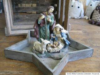 Krippe Heilige Familie Krippenfiguren 25 cm Krippenblock Tisch Deko