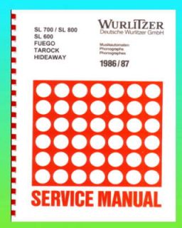 Wurlitzer 1986 7 Jukebox Service & Parts Manual