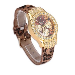 NEU Leopard Luxus Strass Quarz Damen Geschenke Uhr Armbanduhr Damenuhr