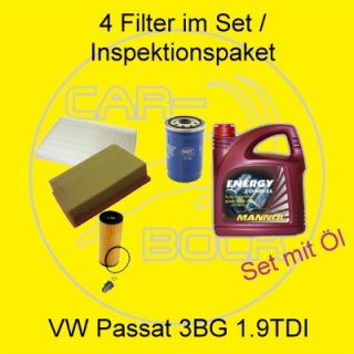 Filter Set / Inspektionspaket mit Öl für VW Passat 3BG