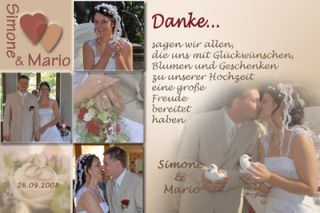 Danksagungskarten Hochzeit inkl. farbigem Kuvert H 57