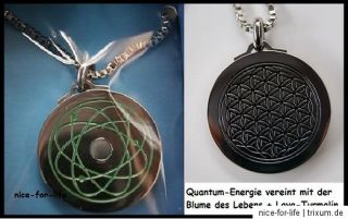 Amulett Anhänger Kette Blume des Lebens Quantum Energie Grün mit