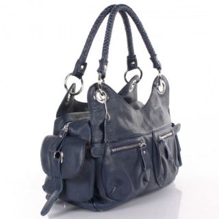 LECONI weiches Leder Handtasche dunkelblau Damentasche LE0001