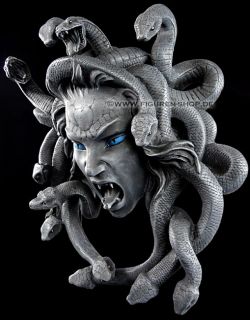 Medusa Wandrelief mit Schlangen Figur Fantasy Horror Gothic Deko