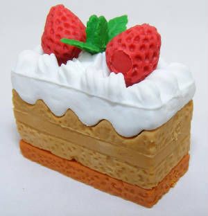 Iwako Erasers, Tan Rectangular Cake with White Frosting