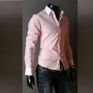 New Mens Casual Formal Luxury Stylish Dress Slim Fit Shirts 5 Colours