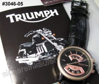 Triumph Motorrad Uhr 3046 05 Tacho Design Herrenuhr rosegold schwarz