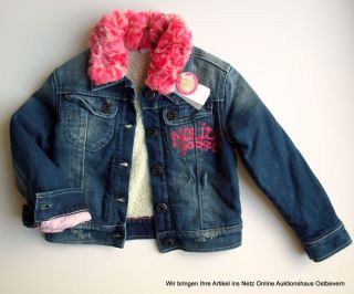 Nolita Pocket Jeans Jacke mit Teddyfutter + Plüschkragen Gr 104 Neu #