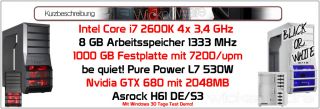 Gamer PC Intel Core i7 2600K 4x3,4GHz GTX680 8 GB 1TB (WickedWare)#155