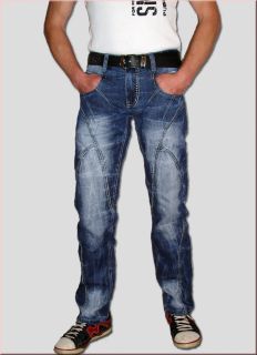 Hot Style Blue Washed Männer Jeans mit breiten Nähten