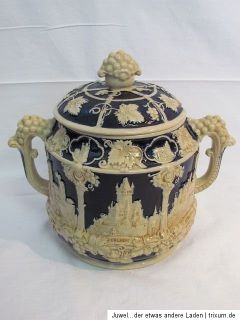 Antiker 5 Liter Rumtopf, Westerwald um 1900, Jugendstil Keramik, AGWW