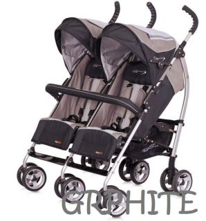 NEUF NEW NUE ALU POUSSETTE DOUBLE dubbele buggy Duo Comfort GRAPHITE