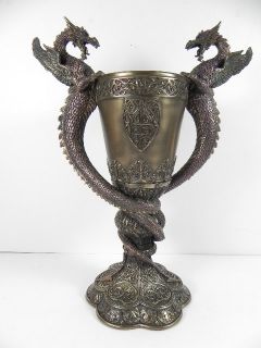 DRACHENPOKAL Drache,bronziert,30 cm,Veronese Koll.,NEU